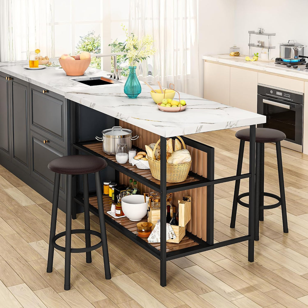 Recaceik Kitchen Island with Seating, Wooden Counter Height Table