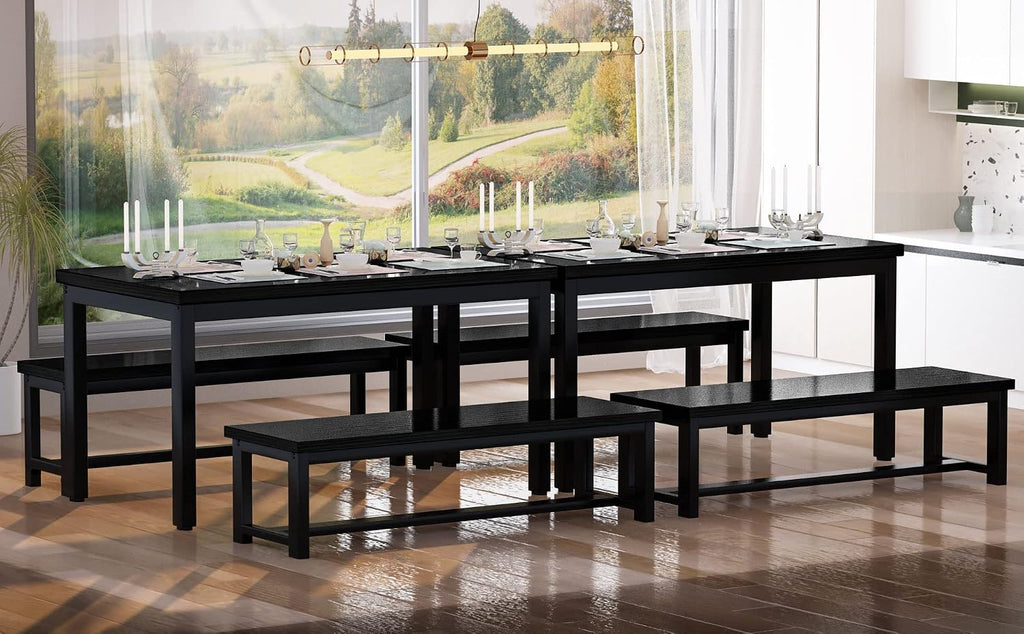 Recaceik 3 Piece Dining Room Table 28.7"H and Long Benches Suitable for Families of Four to Six