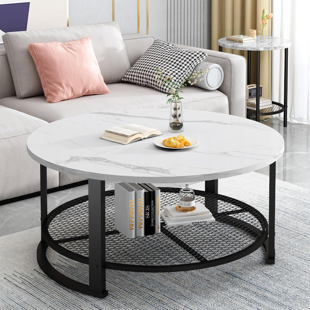 MOOSENG Coffee Table Set of 3, Industrial Vintage Wood Coffee Table with 2 Square End Side Tables, Easy Assembly Living Room Table Set for Offices, Living Rooms and Apartments