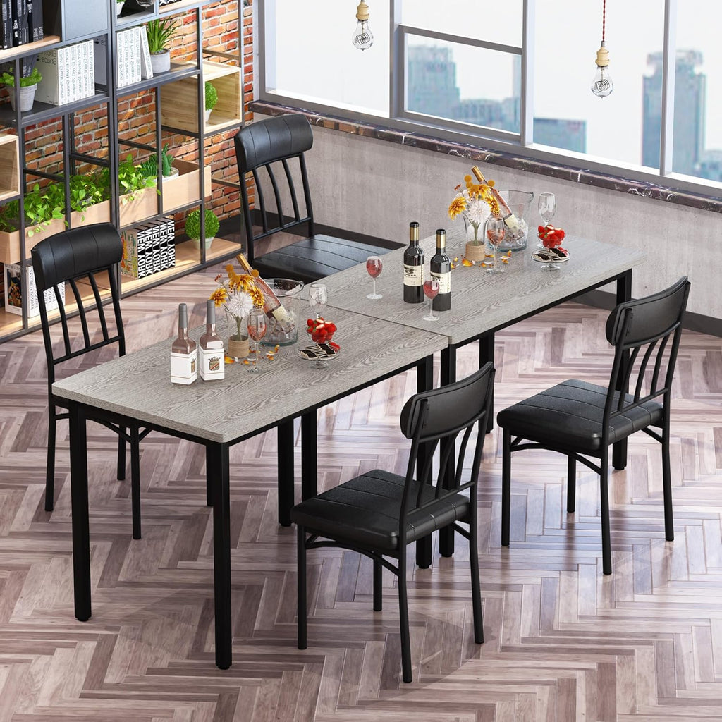 MOOSENG 3-Piece Dining Table Set for 2, Modern Style Kitchen Table and 2 Chairs, Compact Industrial Breakfast Nook Set for Small Spaces, Apartments, Living Room