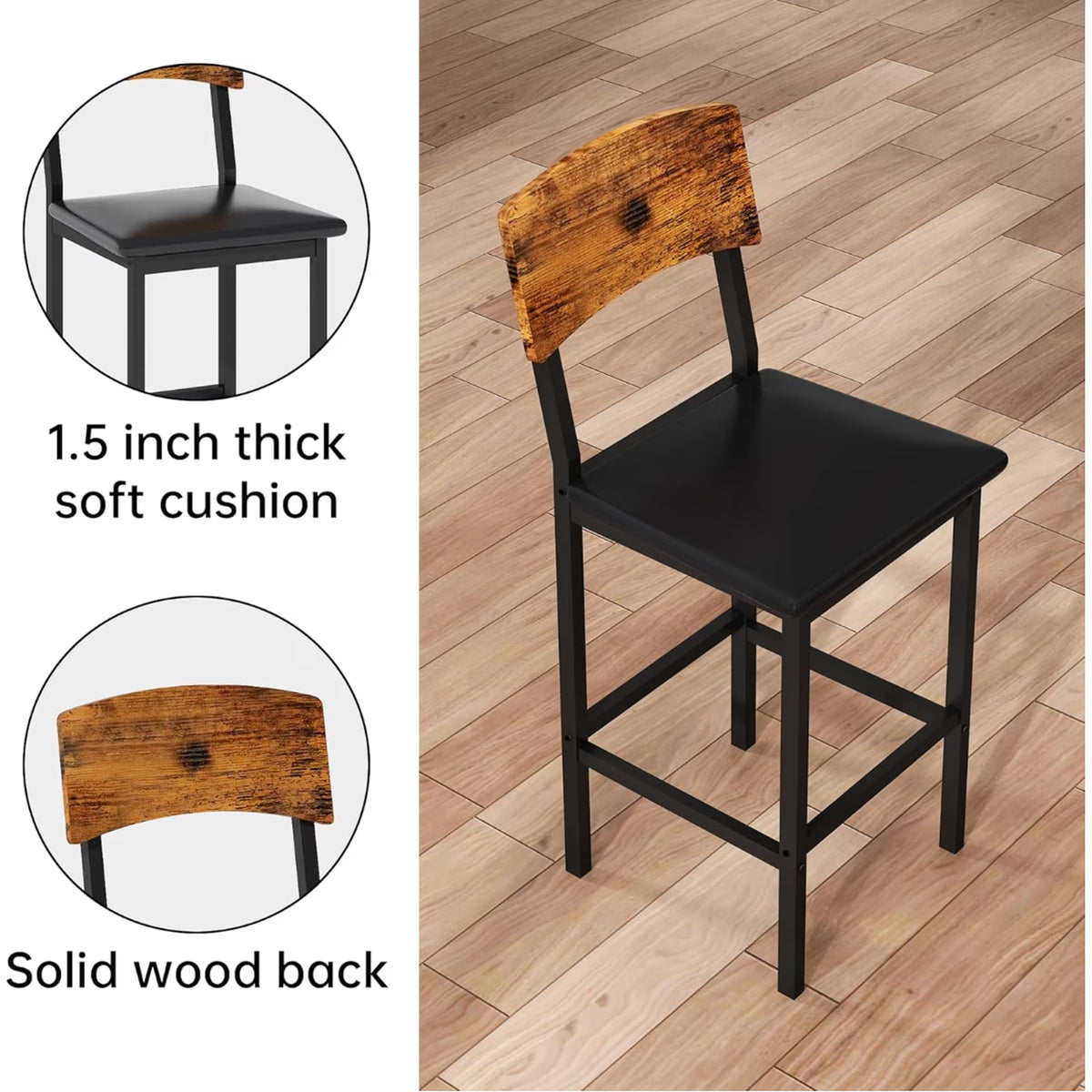 MOOSENG 5-Piece Counter Height Dining Table Set, Square Kitchen Table Set for 4 & 4 Velvet Bar Stools, Modern High Top Compact Dining Set Table for Small Spaces