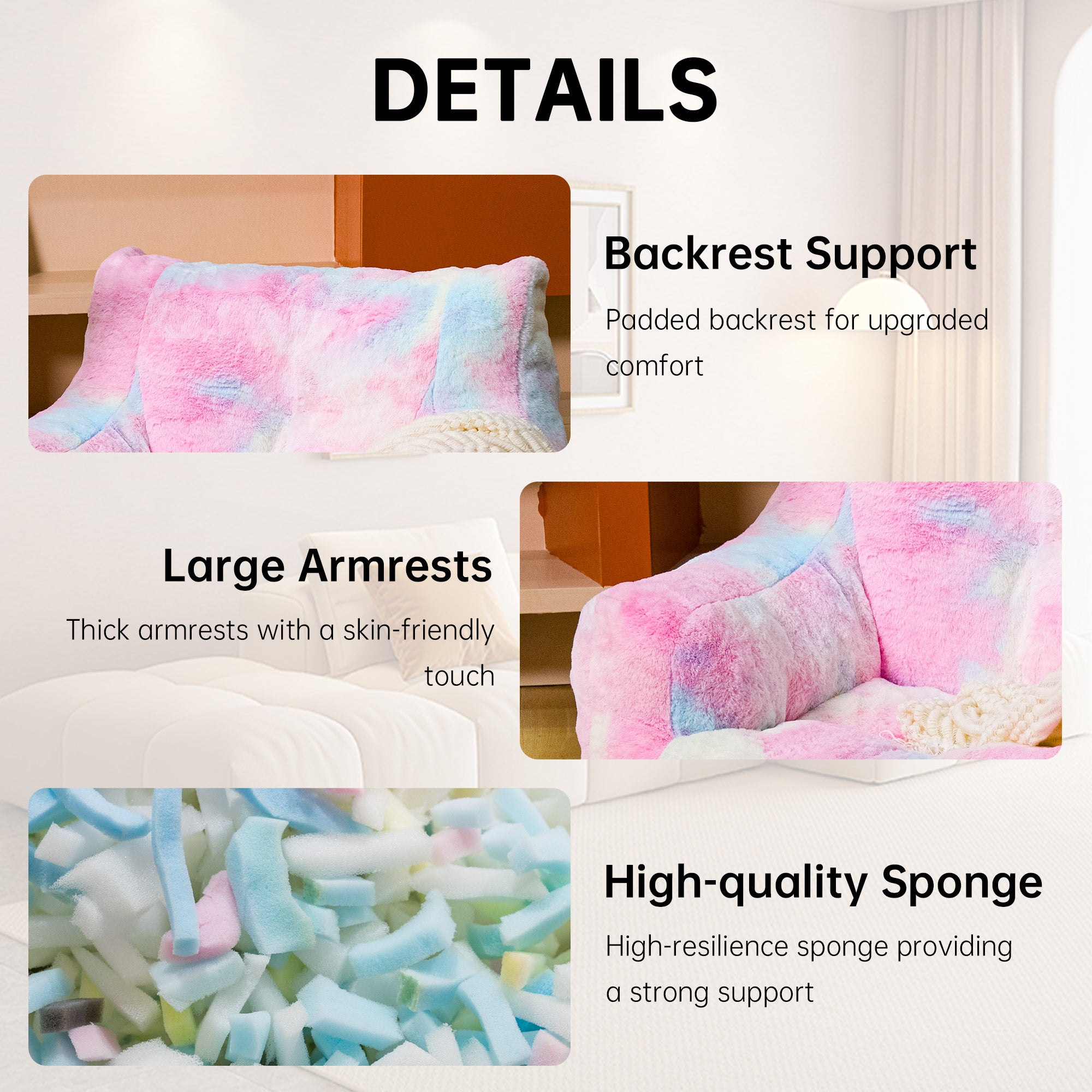 LinkRomat Bean Bag Chair, Bean Bag Sofa with Tufted Soft Stuffed Filling, Fluffy and Lazy Sofa with Premium Memory Foam Filler for Living Room, Bedroom, Dorm