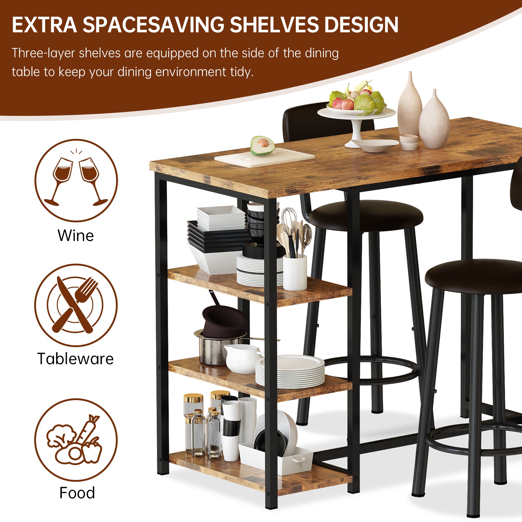 LinkRomat 7-Piece Dining Table Set for 6 with Faux Leather Chairs, Modern Kitchen & Dining Room Table Set, Rectangular Dinner Table and Chairs for 6 People