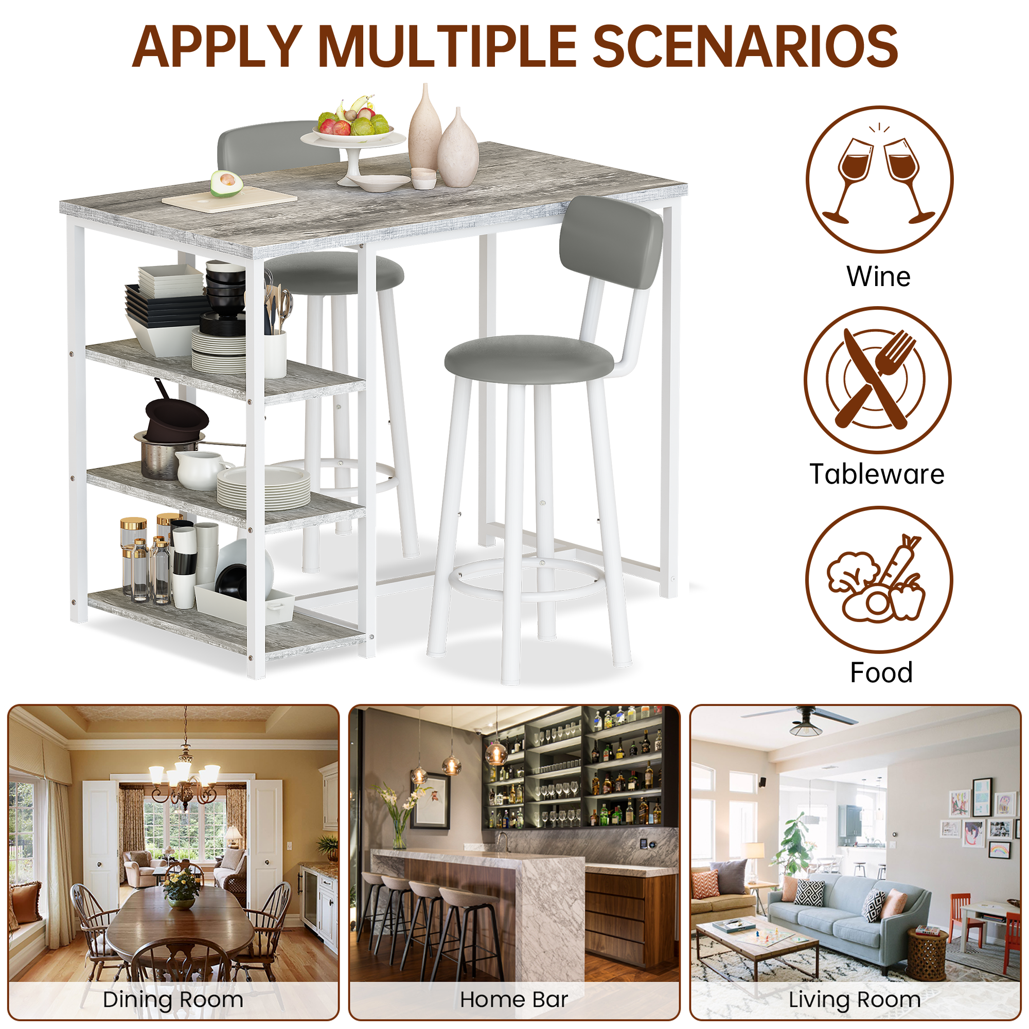 LinkRomat 7-Piece Dining Table Set for 6 with Faux Leather Chairs, Modern Kitchen & Dining Room Table Set, Rectangular Dinner Table and Chairs for 6 People