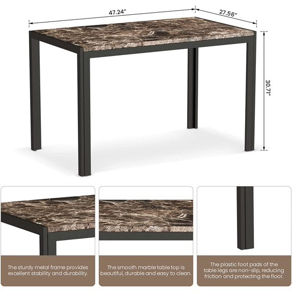 Cvortll Dining Room 4 Adult Modern Dining Table Sets with Chair, Black