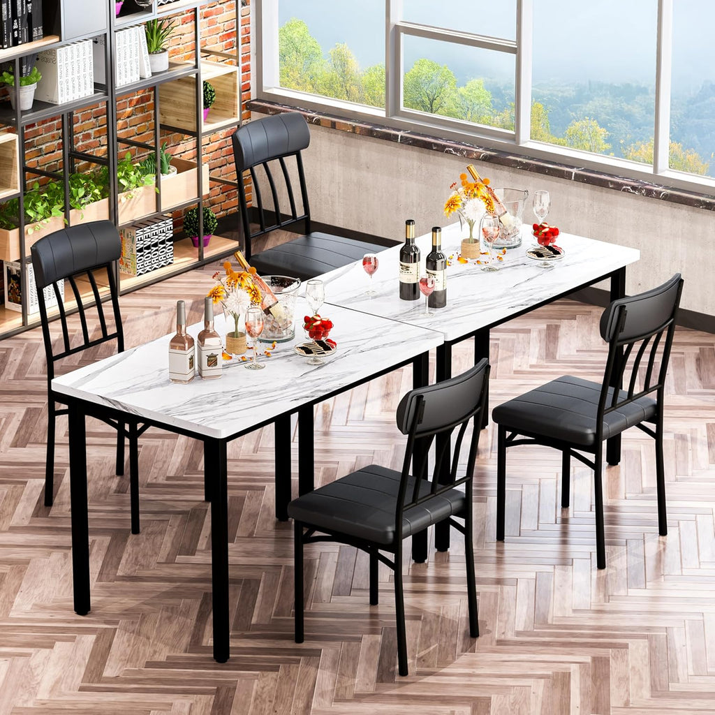 MOOSENG 3-Piece Dining Table Set for 2, Modern Style Kitchen Table and 2 Chairs, Compact Industrial Breakfast Nook Set for Small Spaces, Apartments, Living Room