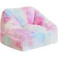 LinkRomat Bean Bag Chairs for Kids, 27" Modern Rainbow Colors Beanbag Sofa with Sponge Filling & Comfy Soft Faux Fur, Kids Teens Bean Bags Chair Sofa for Bedroom, Living Room