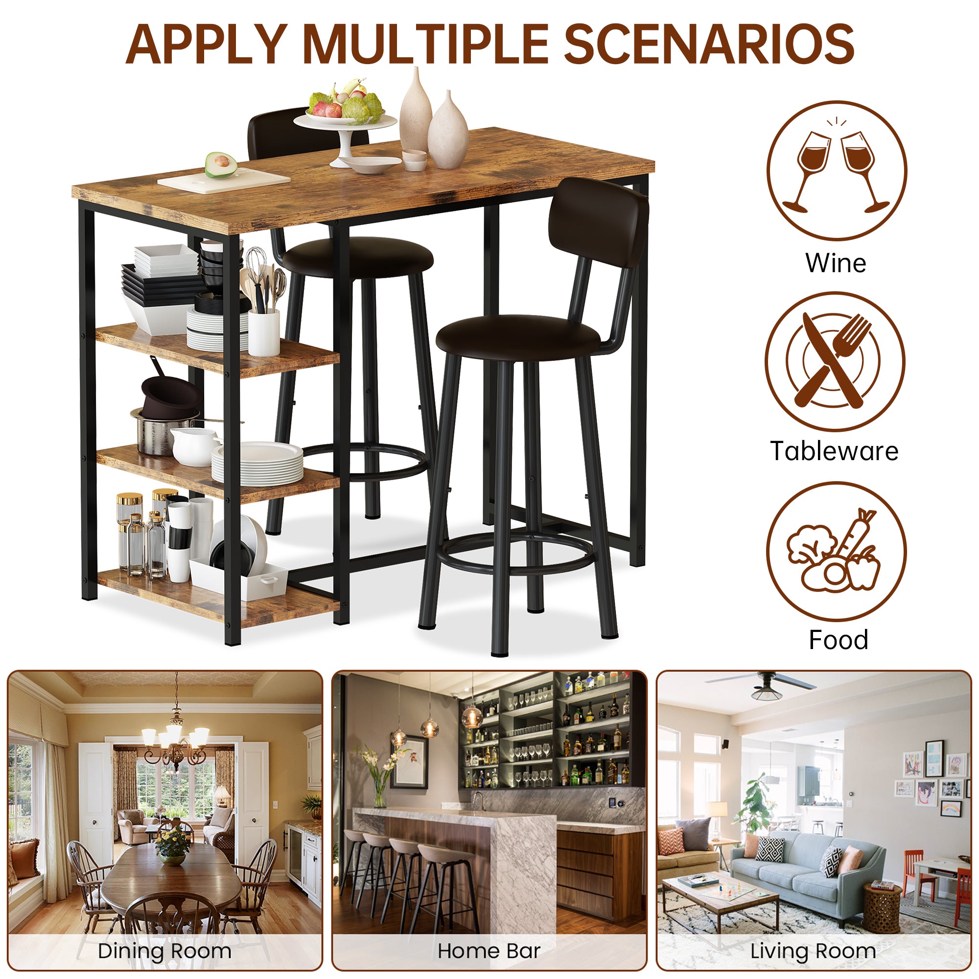 LinkRomat 7-Piece Dining Table Set for 6 with Faux Leather Chairs, Modern Kitchen & Dining Room Table Set, Rectangular Dinner Table and Chairs for 6 People