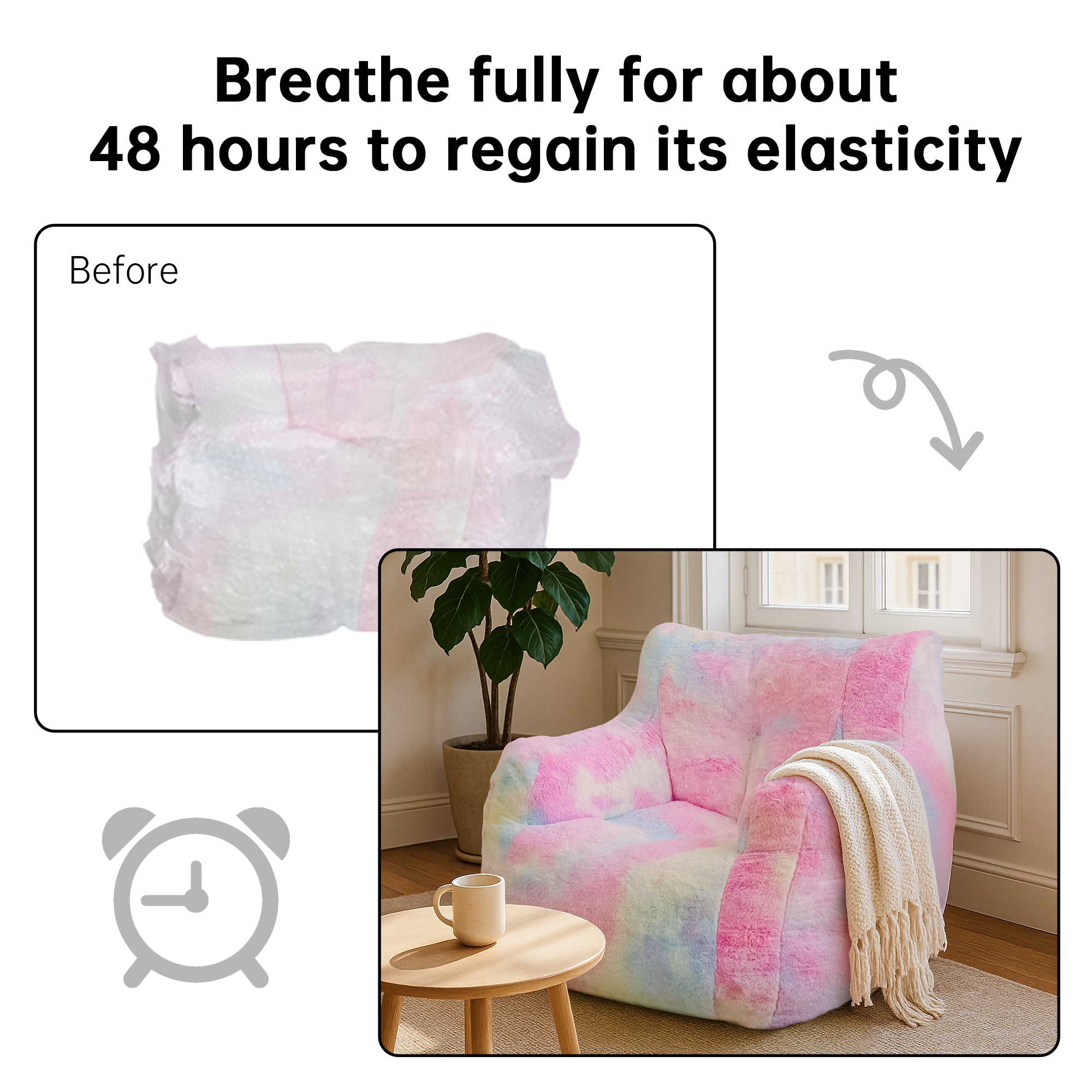 LinkRomat Bean Bag Chair, Bean Bag Sofa with Tufted Soft Stuffed Filling, Fluffy and Lazy Sofa with Premium Memory Foam Filler for Living Room, Bedroom, Dorm