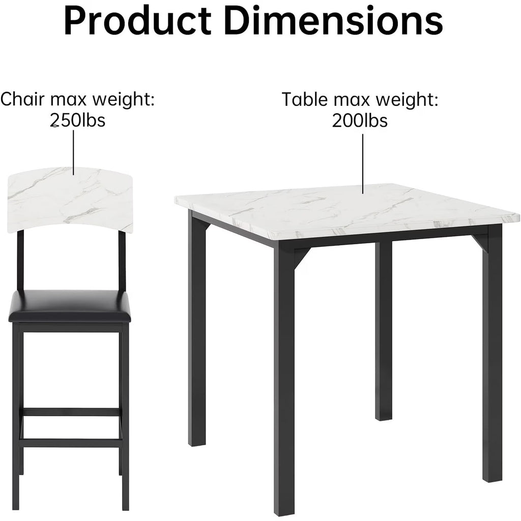 MOOSENG 5-Piece Counter Height Dining Table Set, Square Kitchen Table Set for 4 & 4 Velvet Bar Stools, Modern High Top Compact Dining Set Table for Small Spaces