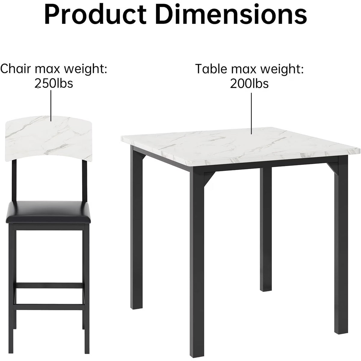 MOOSENG 5-Piece Counter Height Dining Table Set, Square Kitchen Table Set for 4 & 4 Velvet Bar Stools, Modern High Top Compact Dining Set Table for Small Spaces