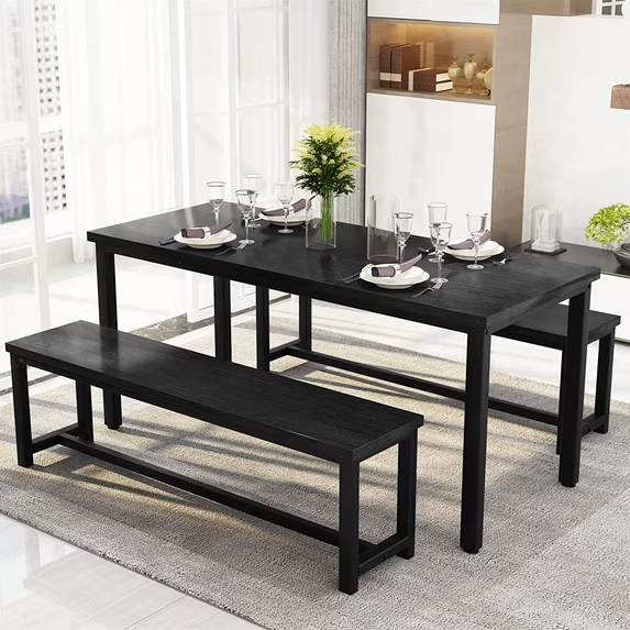 DKLGG Kitchen Table Set with 2 Benches, 47" Breakfast Nook Table Set , Sturdy Metal Leg Supports for Table Kitchen, Coffee Table Set and Everyday Use, Black 5 out of 5 stars (5.0) | 2 ratings