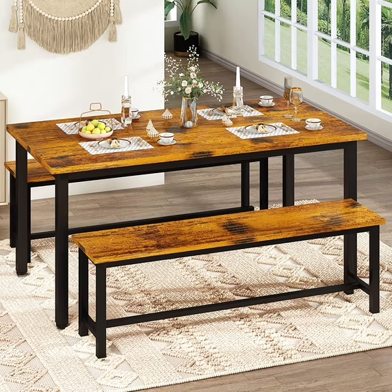 Cvortll 3 Pieces Dining Table Set, Modern Kitchen Table 28.7"H, and Chairs for 2-4 Person