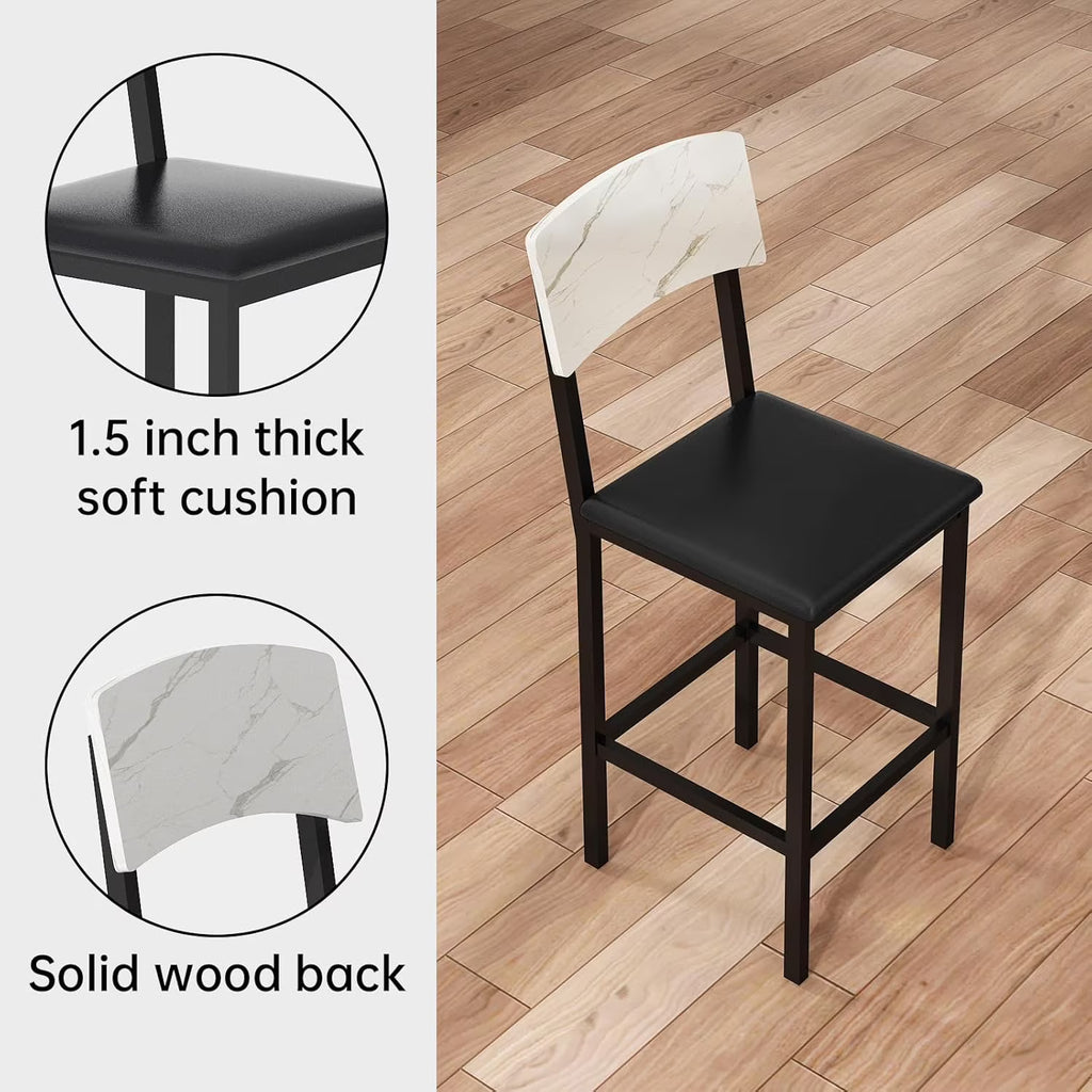 MOOSENG 5-Piece Counter Height Dining Table Set, Square Kitchen Table Set for 4 & 4 Velvet Bar Stools, Modern High Top Compact Dining Set Table for Small Spaces