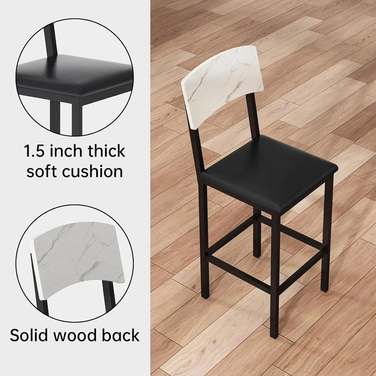 MOOSENG 5-Piece Counter Height Dining Table Set, Square Kitchen Table Set for 4 & 4 Velvet Bar Stools, Modern High Top Compact Dining Set Table for Small Spaces