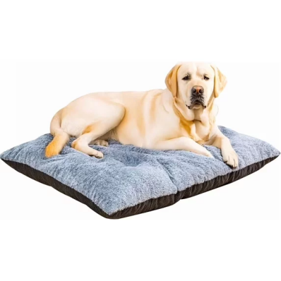LinkRomat Dog Bed for Large and Medium Dogs,Soft Faux Fur Crate Mat,High-Density Foam Pet Mattress with Anti-Slip Bottom(43.7inch)