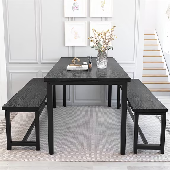 DKLGG Kitchen Table Set with 2 Benches, 47" Breakfast Nook Table Set , Sturdy Metal Leg Supports for Table Kitchen, Coffee Table Set and Everyday Use, Black 5 out of 5 stars (5.0) | 2 ratings