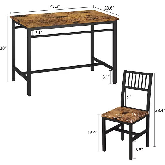 Cvortll Dining Table and Chairs Set for 4, 30"H Industrial Kitchen Table and Chairs with Metal Frame