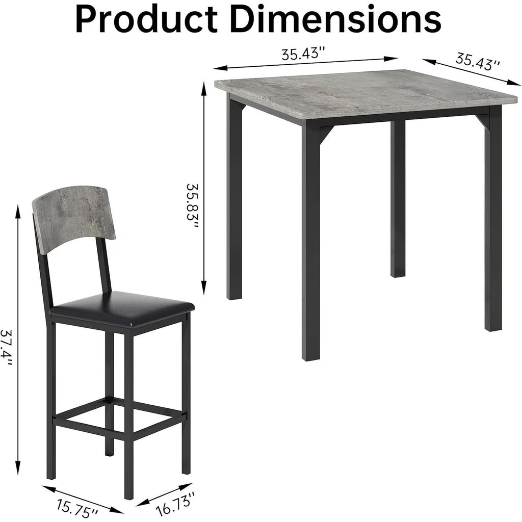 MOOSENG 5-Piece Counter Height Dining Table Set, Square Kitchen Table Set for 4 & 4 Velvet Bar Stools, Modern High Top Compact Dining Set Table for Small Spaces