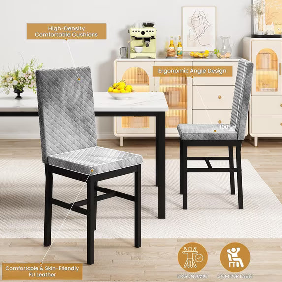 MOOSENG Small Dining Table Set for 4, 5 Pieces Dining Room Sets with Faux Marble Table & Velvet Chairs, Modern Kitchen Table Set with Chair for 4