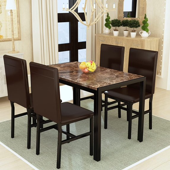Cvortll Dining Room 4 Adult Modern Dining Table Sets with Chair, Black